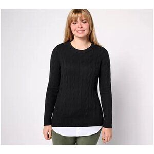 Denim Co Adaptive Crewneck Long Sleeve‎ Sweater Size L Black A624917